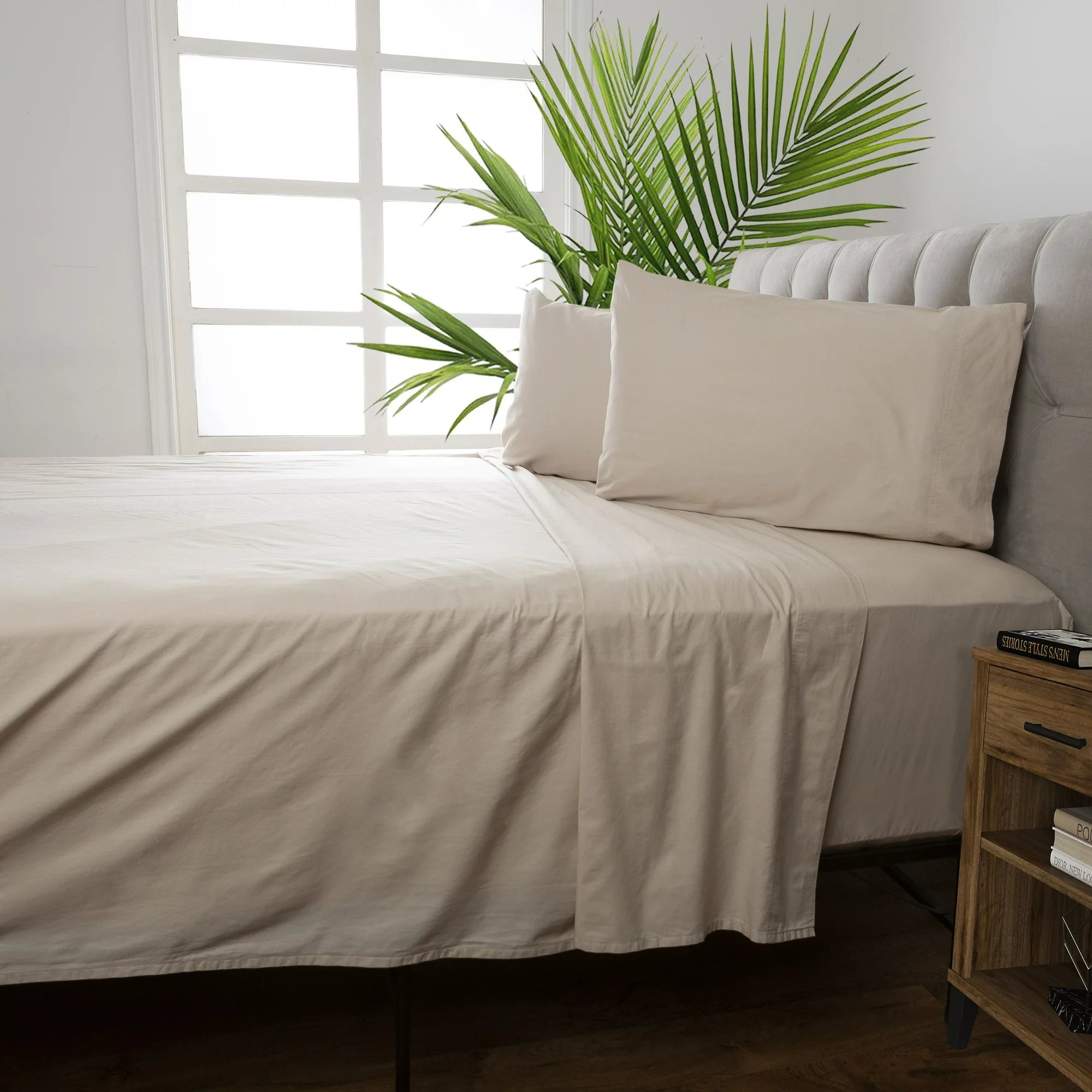 100 % Baumwolle 300h merzerisierter Satin (weiß, wählbar, natur)